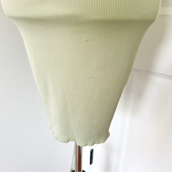 Princess Polly Halter Sage Green Mini Dress with Adjustable Ruching - Size 6 - Picture 4 of 5